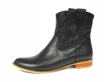 AŻUROWE BOTKI SKÓRA NATURALNA WODNIAK (352c)